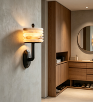 Lámpara de Pared LED Ovalada de Mármol Natural Estilo Italiano de Lujo Ligero para Decoración de Fondo de Habitaciones de Hotel y Alojamientos, Lámpara de Ambiente