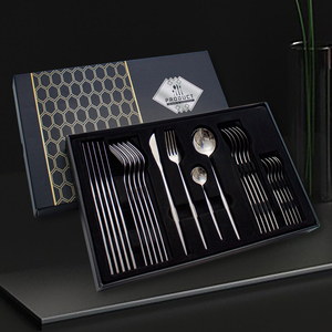 Atacado personalizado luxo ouro talheres <span class=keywords><strong>set</strong></span> com alta qualidade presente caixa 24pcs aço inoxidável talheres <span class=keywords><strong>set</strong></span> para casamento - Product Image 1