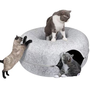 Cuccia Moderna Eco-Friendly a Forma di Dado per Gatti, Design a <span class=keywords><strong>Tunnel</strong></span> in Feltro Corto, per Cani di Piccola Taglia, con Motivo Solido - Product Image 4