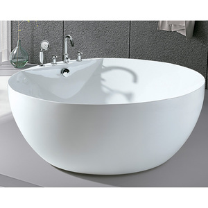Fanwin, zapatilla independiente moderna, <span class=keywords><strong>bañera</strong></span> de Spa, <span class=keywords><strong>bañera</strong></span> de <span class=keywords><strong>hidromasaje</strong></span> de remojo independiente <span class=keywords><strong>redonda</strong></span> de acrílico blanco para hoteles - Product Image 1