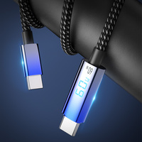 Câble USB-C vers USB-C 60W avec affichage numérique LED, charge rapide 5A, tressé en nylon, en alliage de zinc, pour téléphone