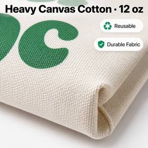 Natural Canvas Tote <b>Bag</b> <b>Green</b> Letter Print Long Handle Reusable Shopping Shoulder Handbag - Product Image 4