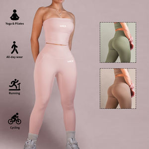 Ensemble de Yoga Deux Pièces pour Femmes de Haute Qualité, Vêtement de <span class=keywords><strong>Sport</strong></span> et Leggings de Yoga avec Soutien-Gorge de <span class=keywords><strong>Sport</strong></span> sans Bretelles, Échantillon OEM - Product Image 6