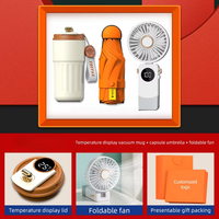 Coffret cadeau d'entreprise chaud Smart Thermos tasse parapluie Portable Mini ventilateur logo personnalisé articles d'été coffret cadeau promotionnel de luxe