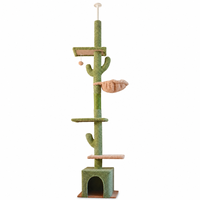 En gros Arbre à chat écologique en forme de cactus, tour pour chat du sol au plafond, avec niche pour chat, griffoir multi-niveaux, emballage en carton