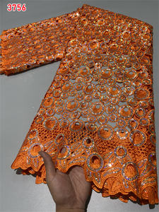 3756, нигерийская роскошная кружевная ткань с блестками, Высококачественная африканская Тюлевая кружевная ткань, Французская ткань для женщин, свадебное платье, шитье - Product Image 4