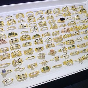 Luxury Vintage Engagement Wedding Gold Plated CZ Zircon Mix <b>Adjustable</b> <b>Ring</b> for Ladies with Claw Setting - Product Image 2