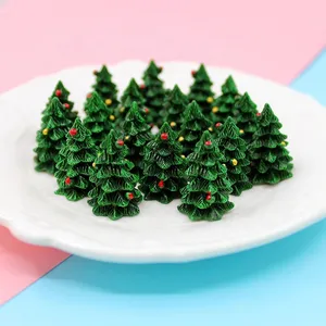 Mejor venta Kawaii resina 3D árbol de Navidad cabujón DIY accesorios Scrapbooking