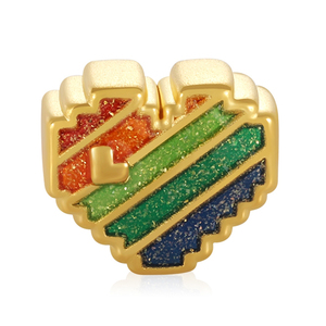 Accesorio de pulsera de corazón de amor con cuentas de oro de lujo, artesanía de esmalte brillante, componentes de joyería con cuentas de oro sólido de 24 quilates - Product Image 1