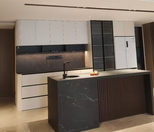 HUIPINJU Etiopia: Mobili in MDF bianco con piano in marmo, <span class=keywords><strong>design</strong></span> per <span class=keywords><strong>soggiorno</strong></span>, ante in vetro, ecologici, pronti per l'installazione - Product Image 1
