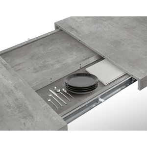 Extendable Dining <b>Table</b> Cement Gray 160x90 Mdf Base Melamine <b>Top</b> Internal Use - Product Image 5