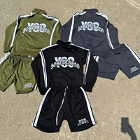 Survêtement réfléchissant personnalisé OEM deux pièces survêtement court veste coupe-vent à fermeture éclair en nylon ensemble court survêtement pour hommes