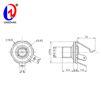 LianZhan Jack Audio CK6.35-662-3P 6.35mm, Input gitar Mono, bahan kontak Kuningan dudukan PCB dengan ketahanan 0.03