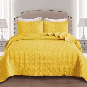 Juego de ropa de cama acolchada con rejilla, edredón verde suave, Reversible, tamaño Queen, 3 piezas - Product Image 6