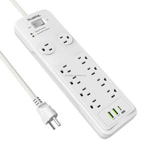 Multiprise anti-surtension 10 prises 1530J noire avec ports USB 2A+1C, en cuivre et ABS ignifuge, avec 2 indicateurs, certifiée ETL - Product Image 5