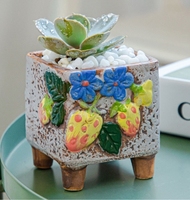 Styles riches dessin coloré Mini décoration de bureau Pot de fleur Cactus jardin mignon fleur en céramique Pot succulent