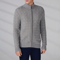 Maßgefertigte Strickjacke Polo-Strickwaren Klassischer Winter Langarm Zopfmuster Reißverschluss Baumwoll-Pullover Cardigan für Herren