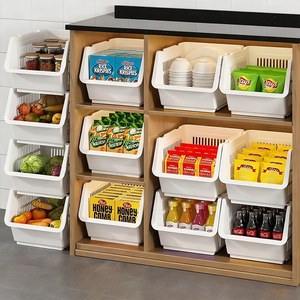 Panier de rangement empilable, système de rangement modulaire, <span class=keywords><strong>étagère</strong></span> de rangement en <span class=keywords><strong>plastique</strong></span> sur pied, panier organisateur pour légumes et fruits - Product Image 2