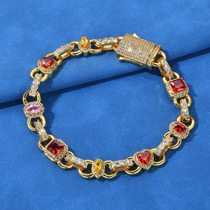 Hip Hop 10mm High-end <b>Bracelet</b>, Colored <b>Gemstone</b> Chain Jewelry <b>Bracelet</b>, Light Luxury Men's Jewelry Customization Tanjing - Product Image 6