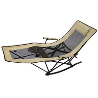 Chaise longue à bascule de camping avec logo personnalisé Chaise berçante de camping pliante à dossier haut avec repose-pieds Chaise berçante de camping portable