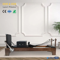 Reformer de Pilates Ajustable de Madera de Nogal Negro, Duradero, Mejora el Equilibrio Corporal para Entrenamientos en Casa y Gimnasio, Ecológico