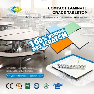 Plateau de table en stratifié compact durable, plateau HPL, bureaux scolaires, cantines, restaurants, bureaux, salles de conférence - Product Image 1