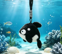Pendentif Animal Marin Adorable - Requin, Pieuvre, Baleine Émettrice de Jet d'Eau, Jouet en Peluche, Décoration de Sac à Dos, Porte-clés
