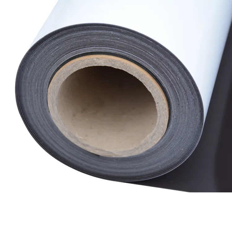 China Low Price high quality magnetic foil sheet flexible rubber magnet roll with white PVC