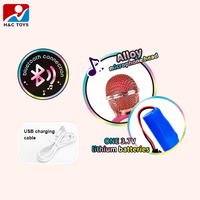 Mikrofon dan Speaker Mini nirkabel, mainan mesin Karaoke elektrik dengan lampu dan efek musik untuk anak-anak