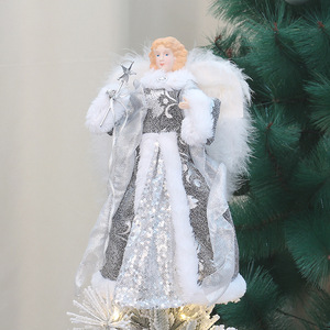 Adorno de ángel para árbol de Navidad con alas de felpa de 12.6 pulgadas, decoraciones para el árbol de Navidad navideño - Product Image 2