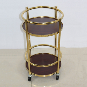Hotel Double-deck Round Firewood Titanium Wine <strong>Cart</strong> Restaurant <strong>Service</strong> Equipment Room Serving <strong>Carts</strong> - Product Image 4