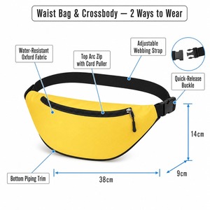 Sac banane sport en forme de banane avec poches zippées avant et arrière, sangle réglable, sac de poitrine bandoulière pour la course et les voyages - Product Image 2