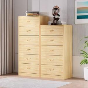 Cómoda de Madera Maciza para Dormitorio y Sala de Estar, Mueble de Almacenamiento de Madera con Cuatro, Cinco o Seis Cajones, Zapatero - Product Image 2