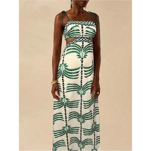 Vestido Maxi de Verano Personalizado para Mujer, Estampado Bohemio, con Hombros Descubiertos, Corte Ajustado, Cintura Natural, Cuello Cuadrado - Product Image 2