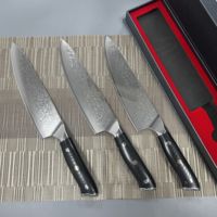 Couteau fait main en acier damas haut de gamme couteau de cuisine de chef coffret cadeau manche G10 couteau en acier VG10 présent