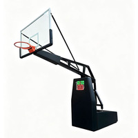 Support de basket-ball professionnel robuste et mobile en métal avec panier détachable, hauteur réglable et panneau arrière en verre trempé