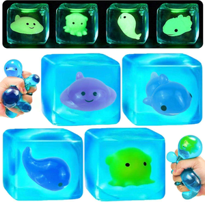 Wholesale Glow in the Dark Whale Squish Toy Stress Cube Squishy Fidget Toys Sensory Toys Stress <b>Balls</b> - Product Image 2