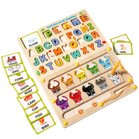 Juguete educativo de madera para niños, palabras, Bola de ortografía, letras de laberinto, clasificación de colores cognitivos, juguete de aprendizaje de madera para niños