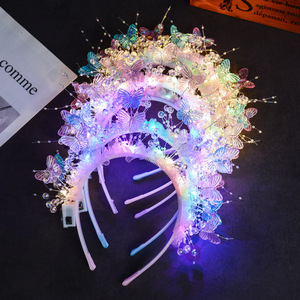 Nuovo Stile Cerchietto Luminoso con Fiori e Farfalle, Fascia per Capelli Floreale, Giocattoli per Bambini per il Mercato Notturno del Capodanno Cinese - Product Image 6