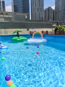 Bouée <span class=keywords><strong>gonflable</strong></span> pour chien en forme de cocotier, <span class=keywords><strong>lit</strong></span> flottant aquatique, transat d'extérieur pour animaux, jouet épaissi et portable en PVC, nouveau style, 5 kg - Product Image 4
