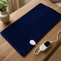 Almohadilla Eléctrica de Franela Azul Marino Personalizada OEM, 30x60cm, Controlador LED Digital, 6 Niveles de Calor, Protección de Seguridad Contra Sobrecalentamiento