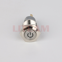 Interruptor de Botón Metálico de 19mm 22mm con Cabeza Alta, Impermeable, Antipolvo, Momentáneo y con Bloqueo, 1NO+1NC, con Indicador LED para Automatización