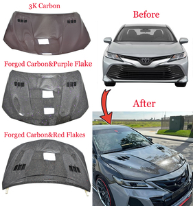 CWS-C STYLE FORGED CARBON FIBER <strong>ENGINE</strong> WITH RED FLAKES HOOD BONNET for 2018 TOYOTA CAMRY BODY KIT - Product Image 1