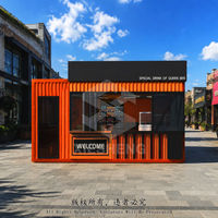 Mobiele restaurantkiosk van zeecontainers, modulaire foodkraam, fastfoodkeuken, pop-up stand voor buiten catering