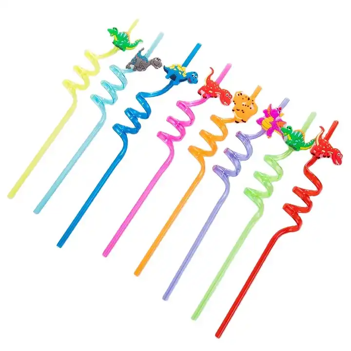 Source Dinosaur series PVC reusable drinking straws Custom reusable  drinking straw with charms cartoon for party on m.