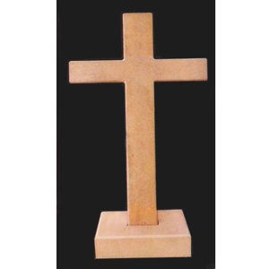 Croix minimaliste en grès, élégante et artisanale, pour la décoration murale ou de jardin, ajoutant une touche simple aux produits de jardin en pierre. - Product Image 1