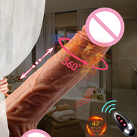 Silikon-Dildo mit Fernbedienung, Heizfunktion und Stoßbewegung, Rotierender Realistischer Vibrator für Frauen
