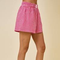 Shorts décontractés d'été pour femmes, nouveau design, avec logo personnalisé, séchage rapide, tricoté à carreaux, taille élastique, style boxer, fabricant