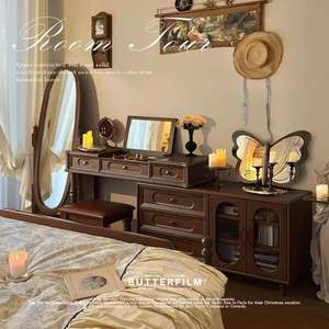 <span class=keywords><strong>Tocador</strong></span> de Madera de Caucho Americano, Cómoda con Cajones, Mesita de Noche Integrada para Dormitorio, <span class=keywords><strong>Tocador</strong></span> Retro Francés - Product Image 2