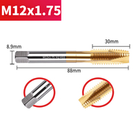 Tarauds de machine à rainure droite en spirale en acier rapide HSS M35 revêtus de titane M3-M12, super résistants à l'usure, pour acier inoxydable